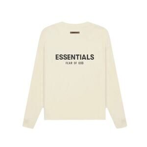 Fear of God Esssentials Long Sleeve T- Shirt Cream XXS Minimal  Logo Back Unisex